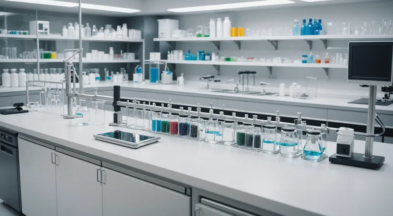 Clean laboratory bench with scientific equipment