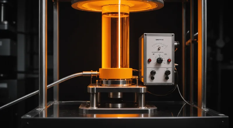 High-temperature furnace interior glow with metallic sample holders
